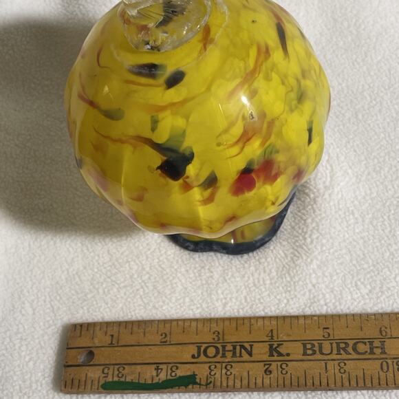 Vtg Unmarked Murano Style Pumpkin Beautiful Art Glass Yellow Red Green Brown - Picture 7 of 7